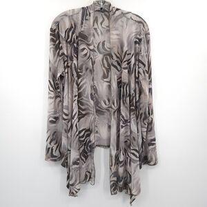 Chico's Travelers open cardigan swim cover up Size 2 (L) abstract‎ grey/black
